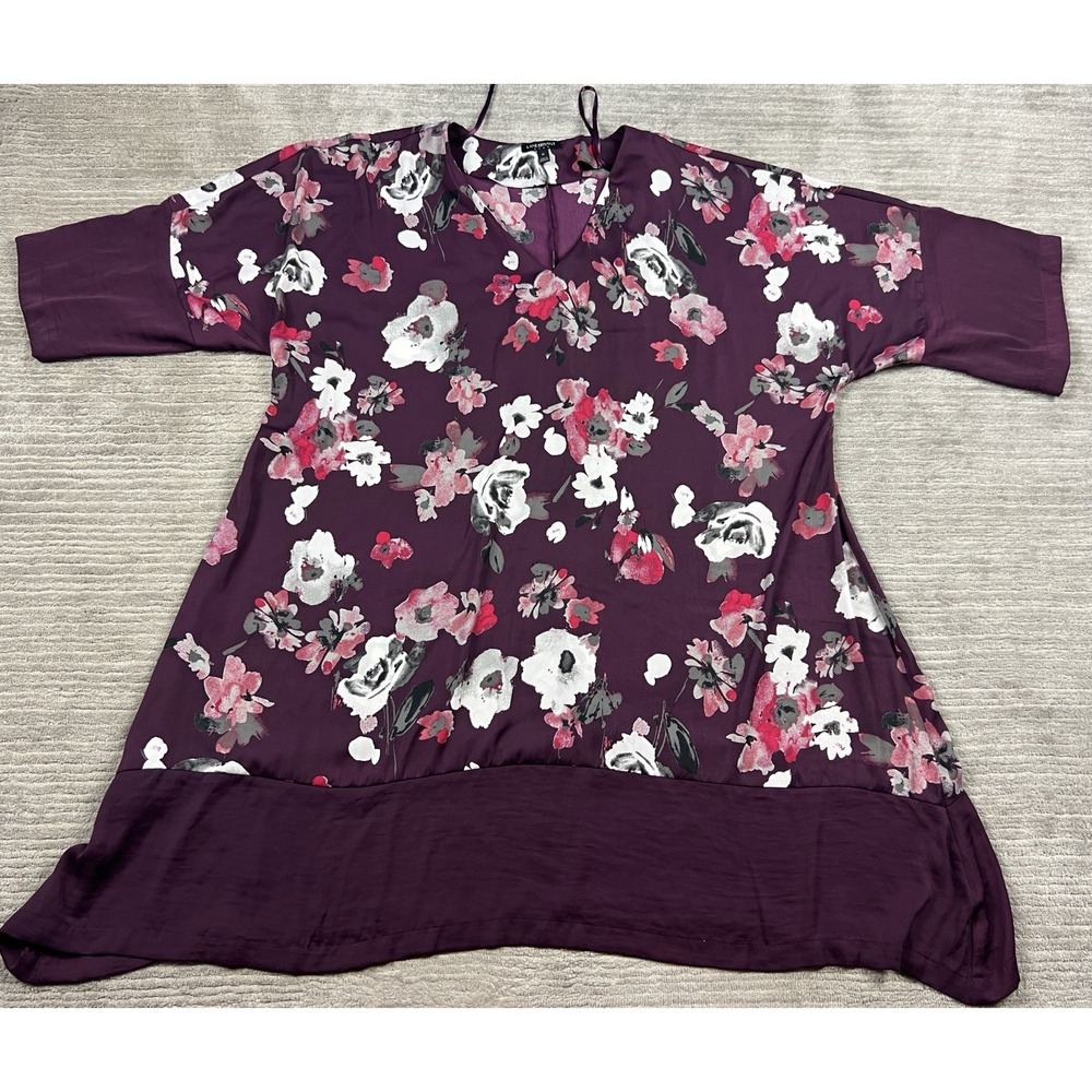 Lane Bryant Dress Womens 16 Purple Boho Chic Floral Vneck Spring Midi Polyester